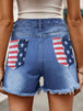 Raw Hem Denim Shorts with Pockets Bazaarbey