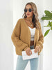BazaarBey Open Front Ribbed Trim Cardigan Bazaarbey
