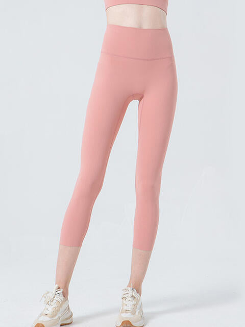 Wide Waistband Cropped Sports Leggings Bazaarbey