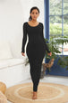 Round Neck Long Sleeve Maxi Wrap Dress -BazaarBey - www.shopbazaarbey.com