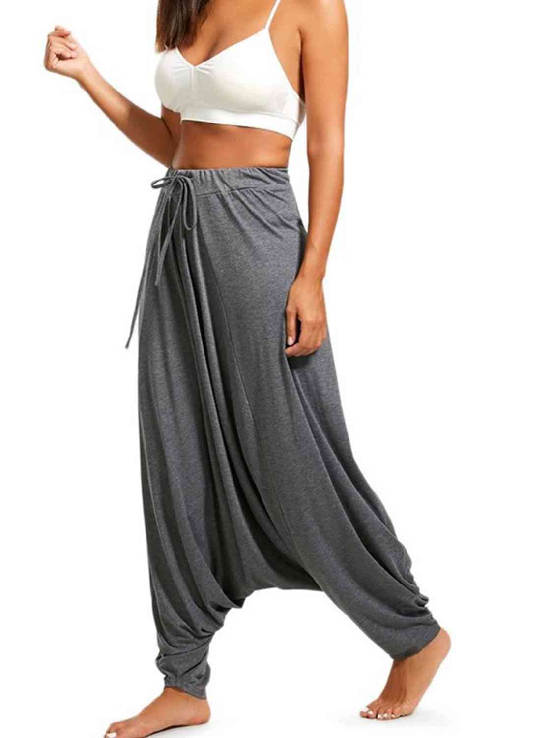 Tied Mid Waist Long Harem Pants Bazaarbey