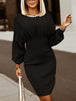 Round Neck Lantern Sleeve Dress -BazaarBey - www.shopbazaarbey.com