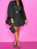 Notched Button Up Balloon Sleeves Dress -BazaarBey - www.shopbazaarbey.com