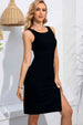 Round Neck Slit Sleeveless Dress -BazaarBey - www.shopbazaarbey.com