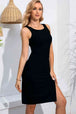 Round Neck Slit Sleeveless Dress -BazaarBey - www.shopbazaarbey.com