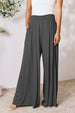   Smocked Wide Waistband Wide Leg Pants Bazaarbey