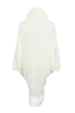Fringe Detail Long Sleeve Ribbed Poncho Bazaarbey