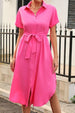 Tied Button Up Shirt Dress -BazaarBey - www.shopbazaarbey.com