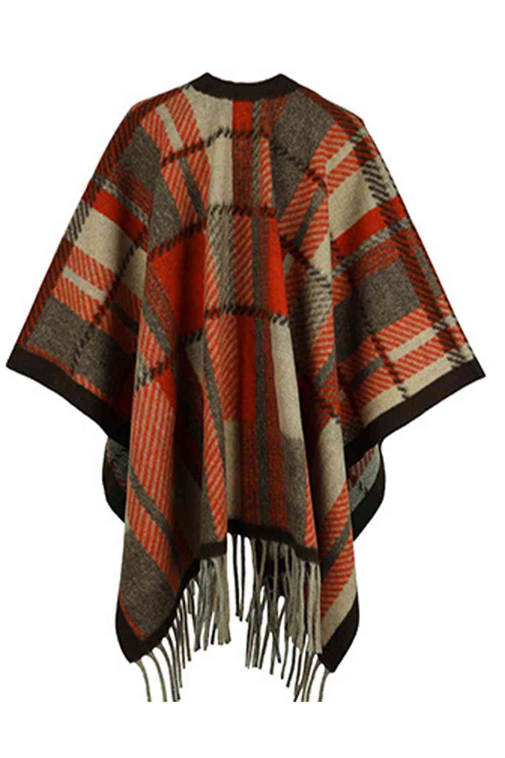 Cloak Sleeve Fringe Detail Poncho Bazaarbey