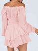 Off Shoulder Smocked Waist Romper -BazaarBey - www.shopbazaarbey.com