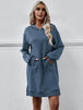 Slit Long Sleeve Hooded Dress with Pocket -BazaarBey - www.shopbazaarbey.com
