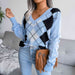 Geometric V-Neck Sweater Bazaarbey