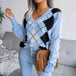 Geometric V-Neck Sweater Bazaarbey