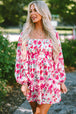 Floral Square Neck Layered Dress -BazaarBey - www.shopbazaarbey.com