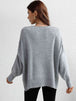 Exposed Seam Dropped Shoulder Slit Sweater Trendsi