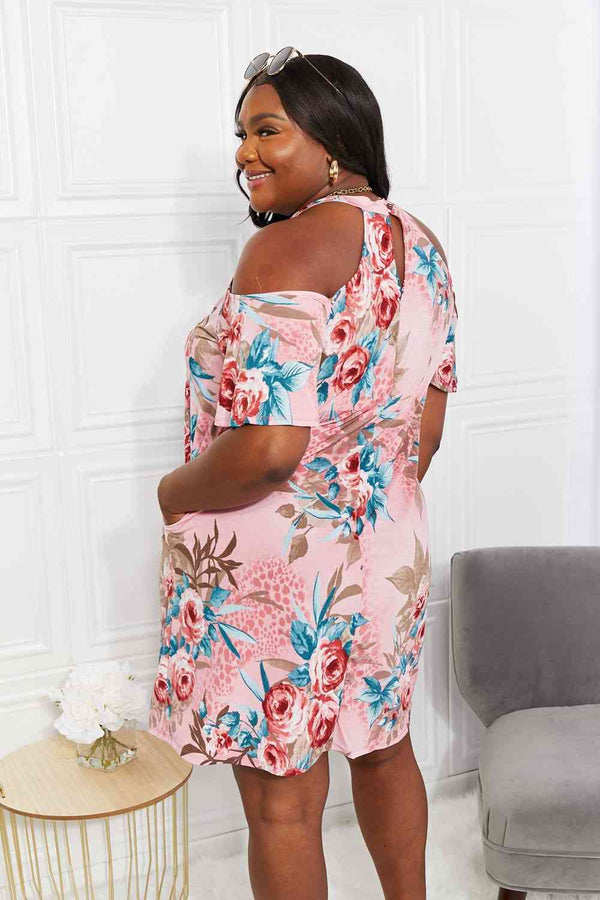 Sew In Love Full Size Fresh-Cut Flowers Cold-Shoulder Dress -BazaarBey - www.shopbazaarbey.com