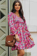 Floral Smocked V-Neck Flounce Sleeve Dress -BazaarBey - www.shopbazaarbey.com