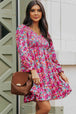 Floral Smocked V-Neck Flounce Sleeve Dress -BazaarBey - www.shopbazaarbey.com