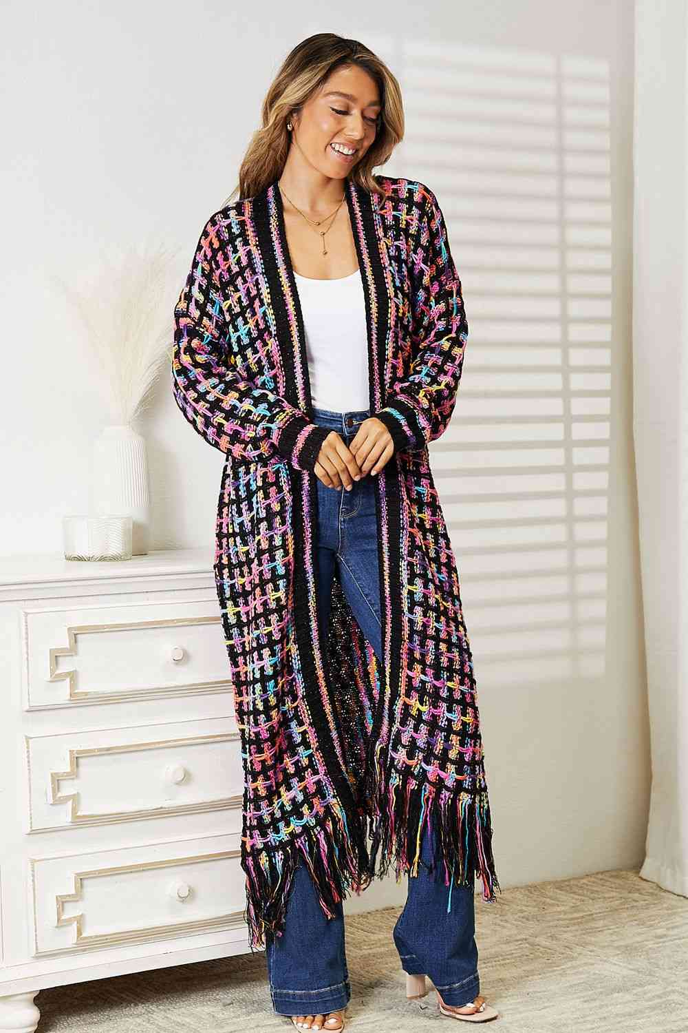   Multicolored   Hem Cardigan Trendsi