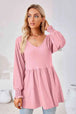 V-Neck Lantern Sleeve Blouse Bazaarbey
