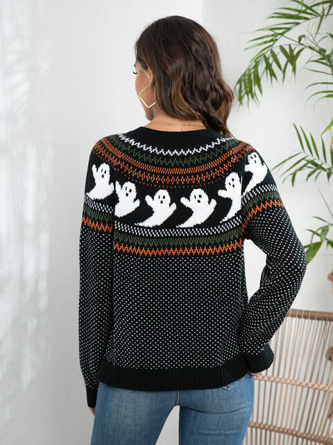 Ghost Button Up Long Sleeve Cardigan Trendsi