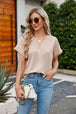 Notched Neck Cuffed Sleeve Shirt Bazaarbey