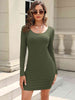 Round Neck Long Sleeve Mini Dress -BazaarBey - www.shopbazaarbey.com