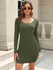Round Neck Long Sleeve Mini Dress -BazaarBey - www.shopbazaarbey.com
