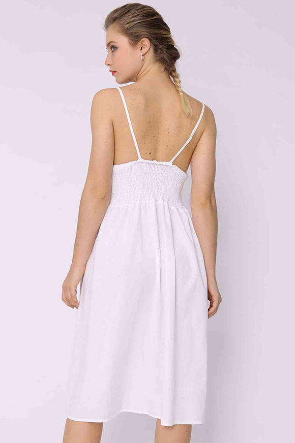 Spaghetti Strap Smocked Dress with Pockets -BazaarBey - www.shopbazaarbey.com