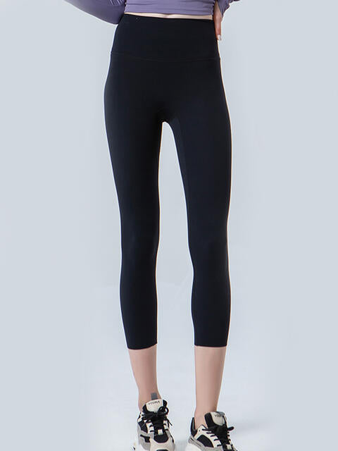 Wide Waistband Cropped Sports Leggings Bazaarbey