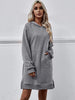 Slit Long Sleeve Hooded Dress with Pocket -BazaarBey - www.shopbazaarbey.com