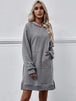 Slit Long Sleeve Hooded Dress with Pocket -BazaarBey - www.shopbazaarbey.com