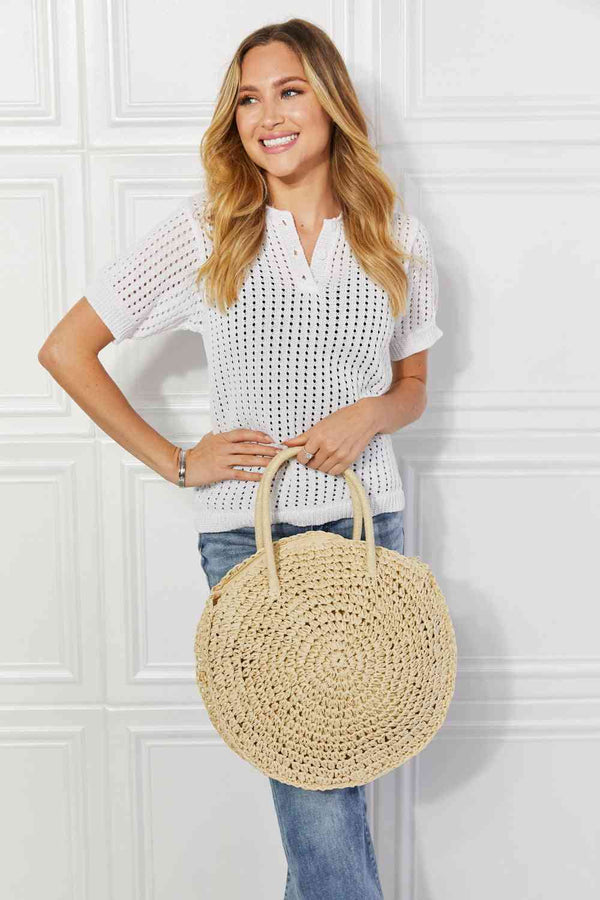  Beach Date Straw Rattan Handbag in Ivory Trendsi