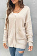 BazaarBey Button Front Drop Shoulder Waffle Cardigan Bazaarbey