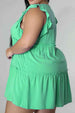 Plus Size V-Neck Frill Trim Mini Dress -BazaarBey - www.shopbazaarbey.com