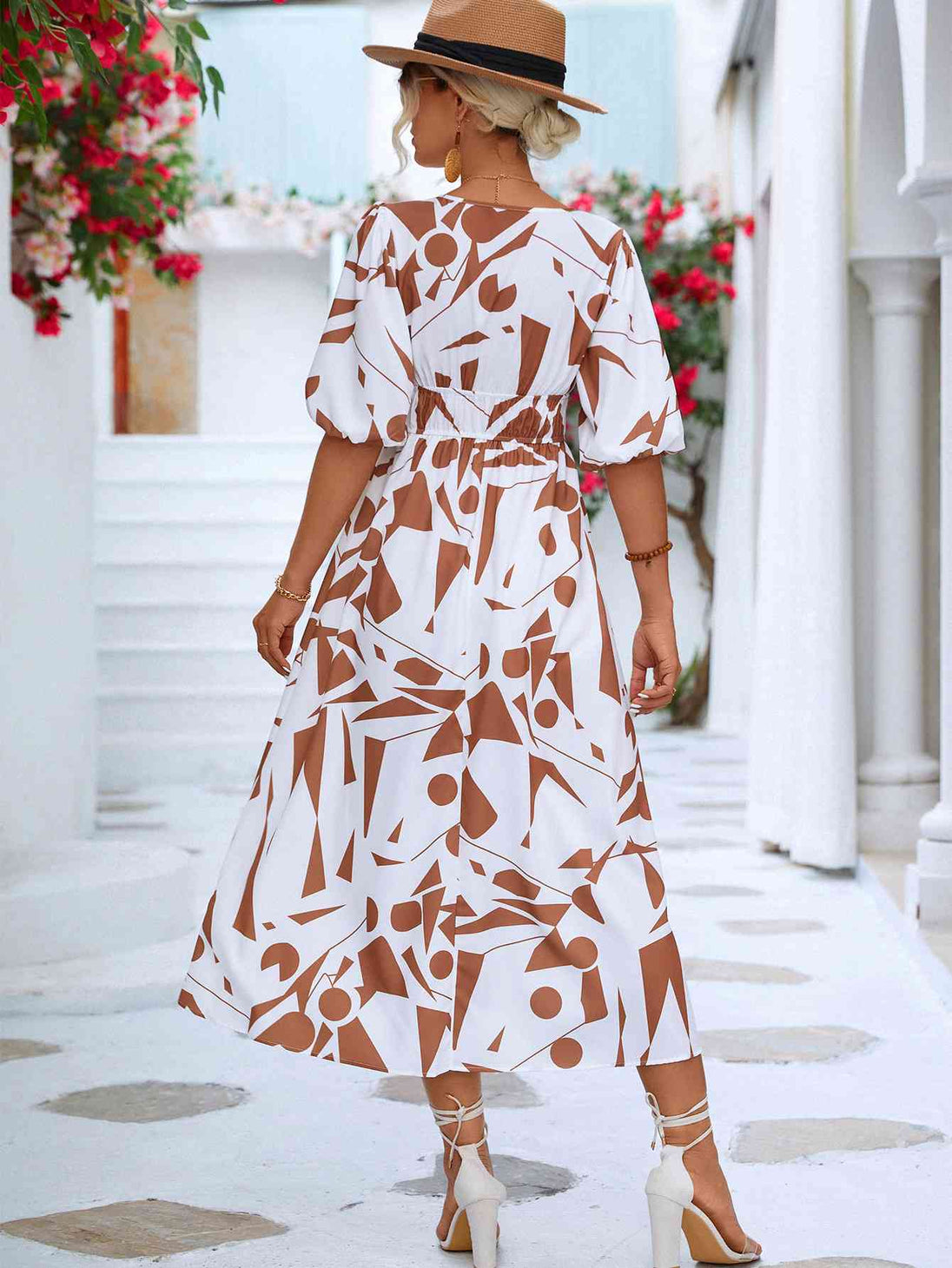 Printed  Balloon Sleeve Dress -BazaarBey - www.shopbazaarbey.com