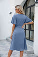 Tie Waist Flutter Sleeve Surplice Dress Bazaarbey