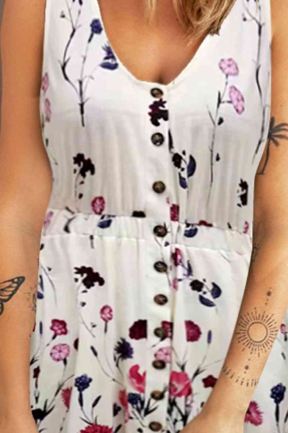  Scoop Neck Buttoned Sleeveless Magic Dress with Pockets -BazaarBey - www.shopbazaarbey.com
