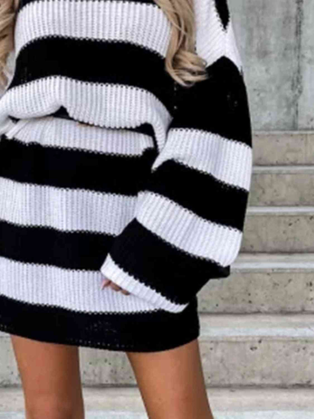 Striped Turtleneck Sweater Dress -BazaarBey - www.shopbazaarbey.com