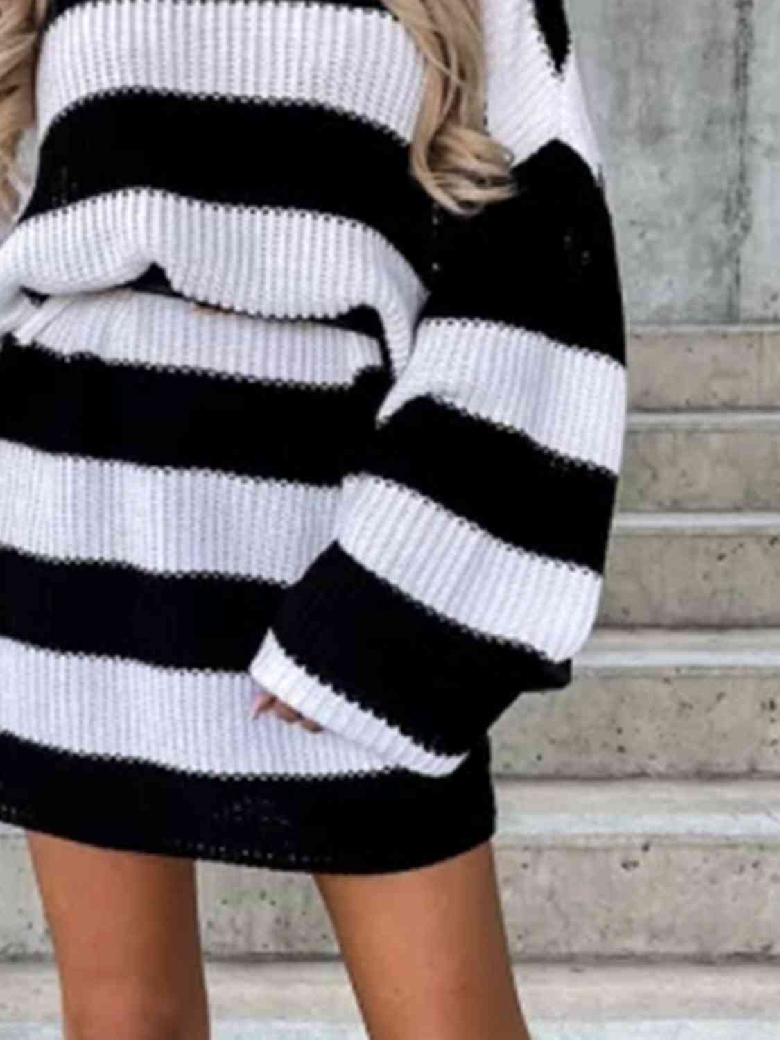 Striped Turtleneck Sweater Dress -BazaarBey - www.shopbazaarbey.com