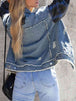 Raw Hem Distressed Denim Jacket Bazaarbey