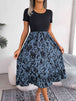 Printed Round Neck Ruffle Hem Dress -BazaarBey - www.shopbazaarbey.com