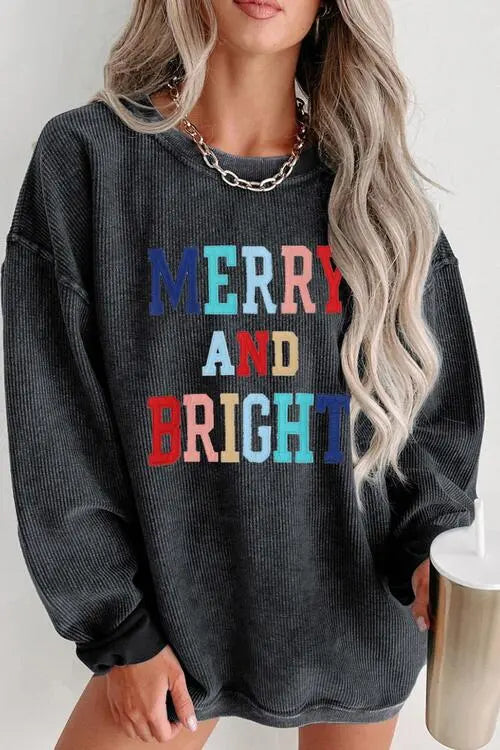 MERRY AND BRIGHT Graphic Sweatshirt Bazaarbey
