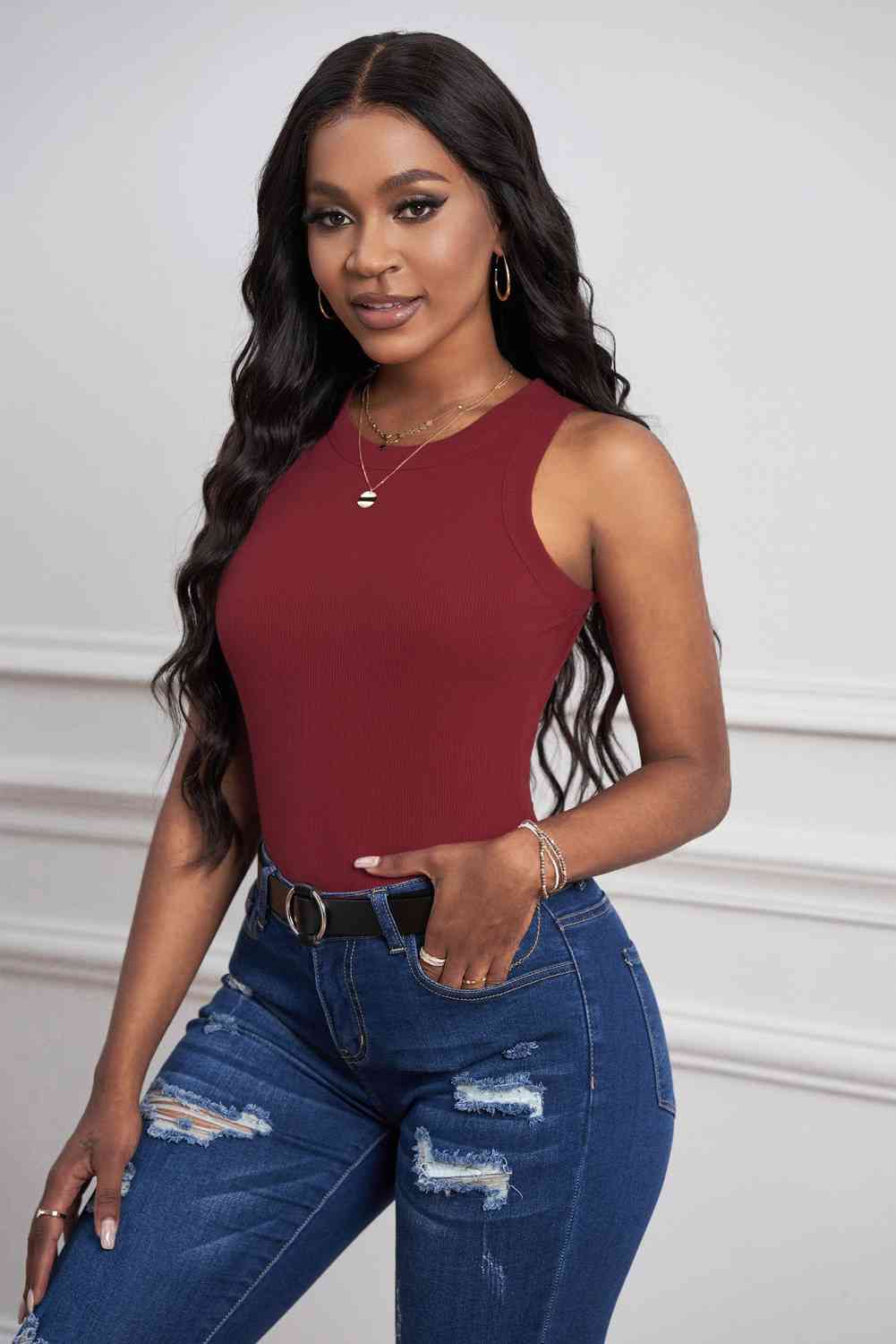 Round Neck Sleeveless Tank Bazaarbey
