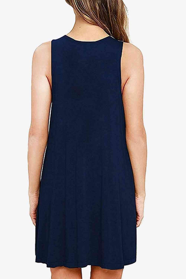 Full Size Round Neck Sleeveless Dress with Pockets -BazaarBey - www.shopbazaarbey.com