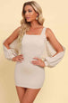 Square Neck Split Sleeve Mini Dress -BazaarBey - www.shopbazaarbey.com
