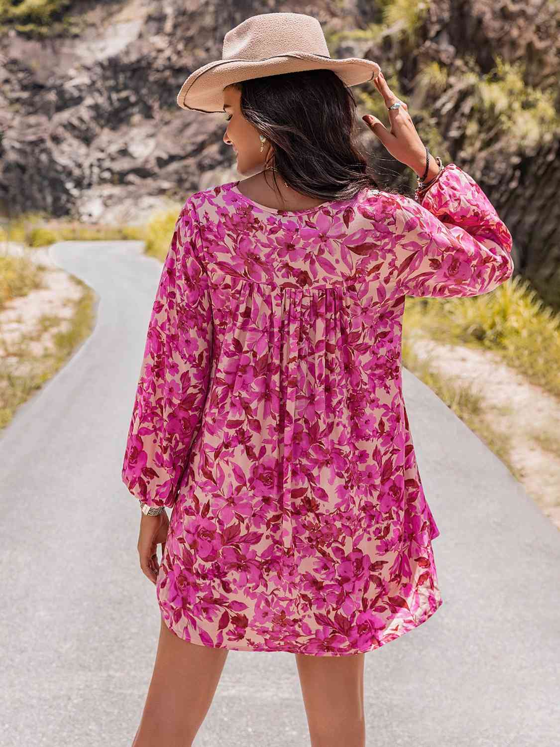 Long Sleeve V-Neck Mini Dress -BazaarBey - www.shopbazaarbey.com