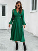  Neck Long Sleeve Midi Dress -BazaarBey - www.shopbazaarbey.com