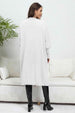 Lantern Sleeve Open Front Pocketed Cardigan Trendsi