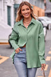 Slit Dropped Shoulder Longline Shirt Bazaarbey
